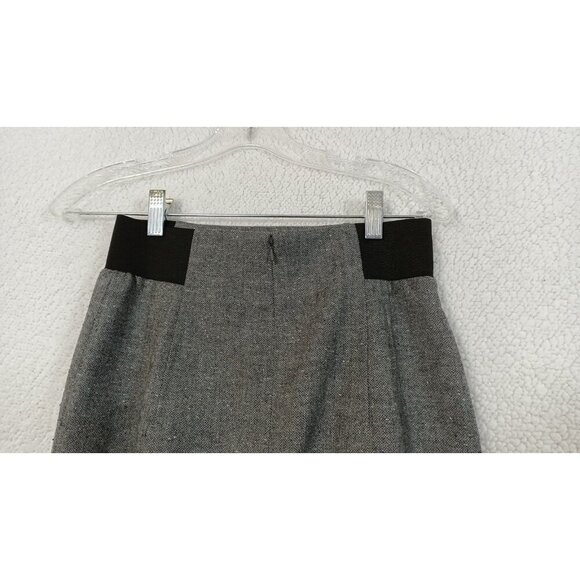Halogen Women's Gray Wool Blend Tweed Pencil Knee Length Lined Skirt Size 0 Zip - Picture 15 of 16